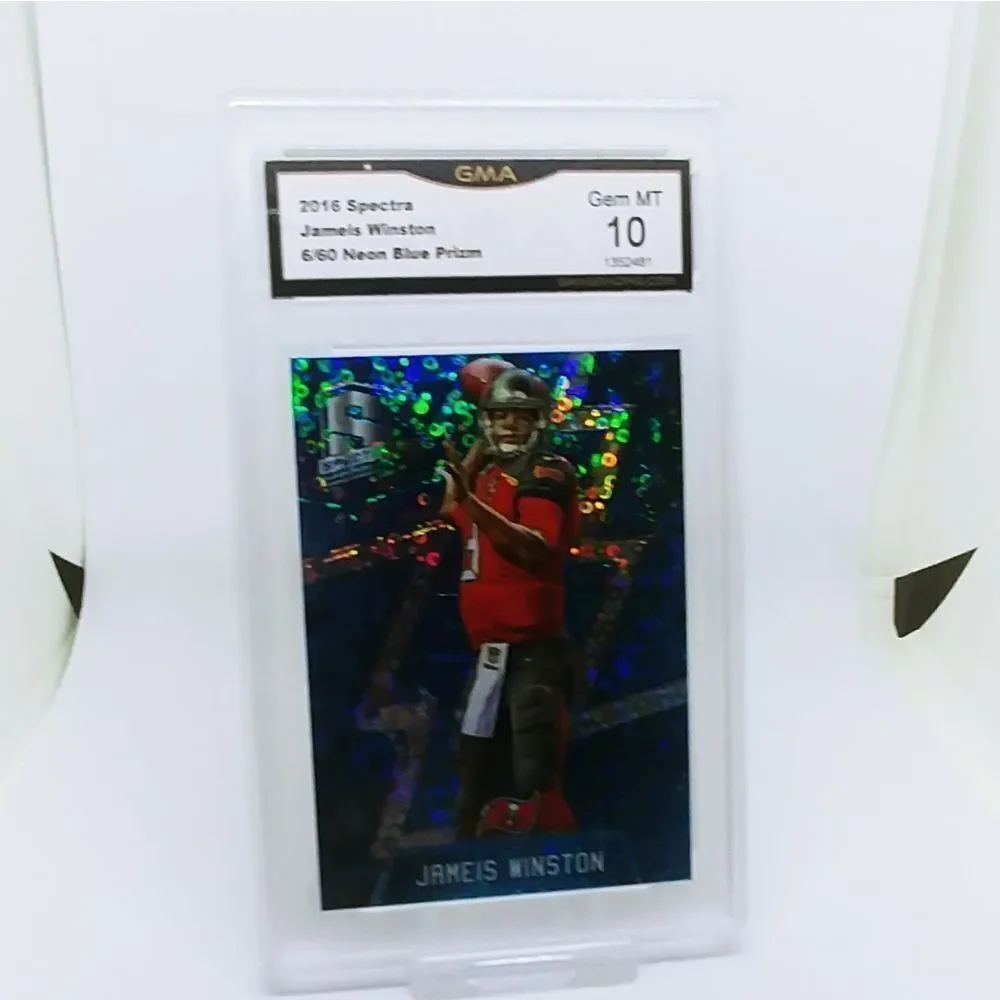 2016 Spectra Jameis Winston Neon Blue Prizm 6/60. GMA 10